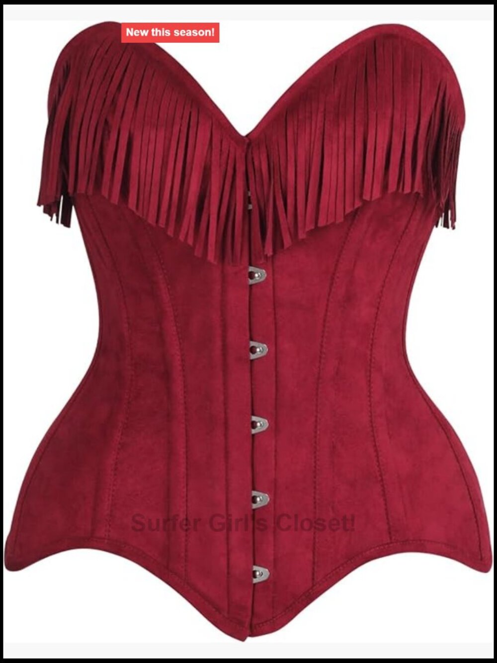 Women's Suede Steel Boned Corset Bustier Top Overbust Shapewear